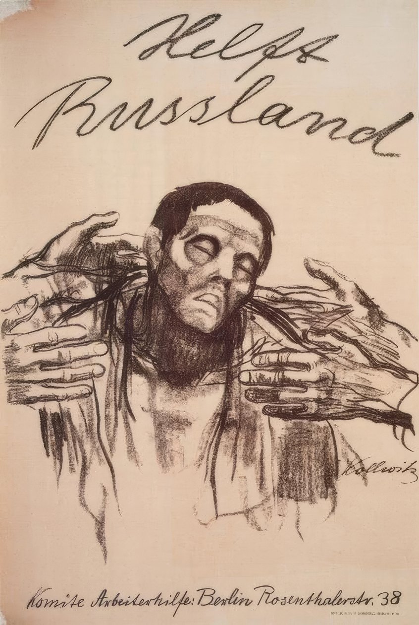 Pomóż Rosji! autorstwa Käthe Kollwitz