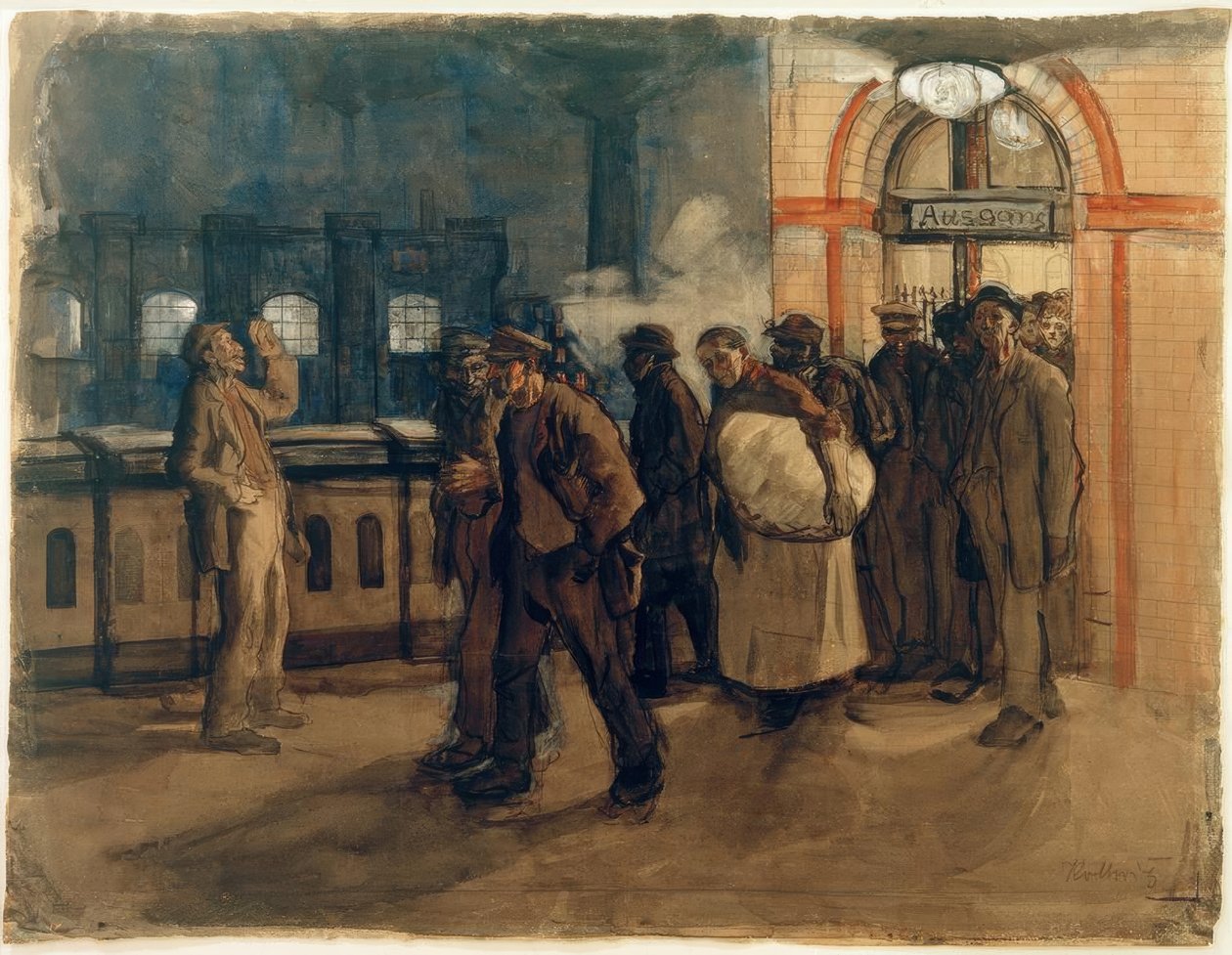 K. Kollwitz, powracający pracownicy na stacji kolejowej Lehrter autorstwa Käthe Kollwitz