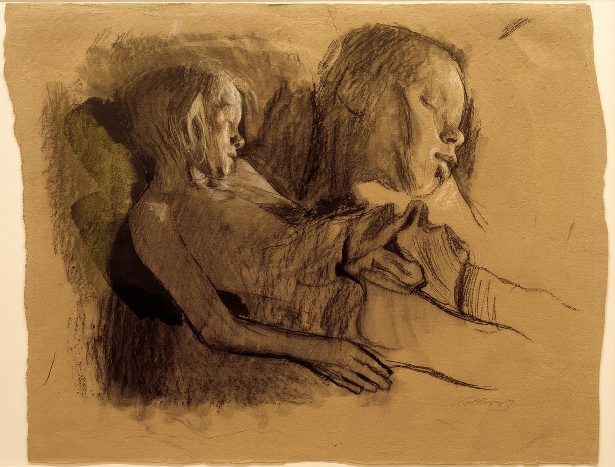 K. Kollwitz, Śpiące dziecko i głowa dziecka autorstwa Käthe Kollwitz