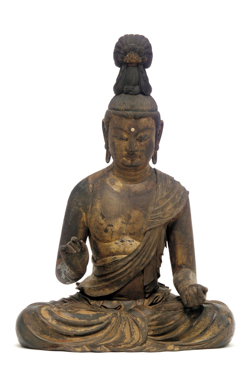 Bodhisattwa, okres Kamakura, początek XIII w. (drewno z laką, złoto, miedź i kryształ) autorstwa Kaikei