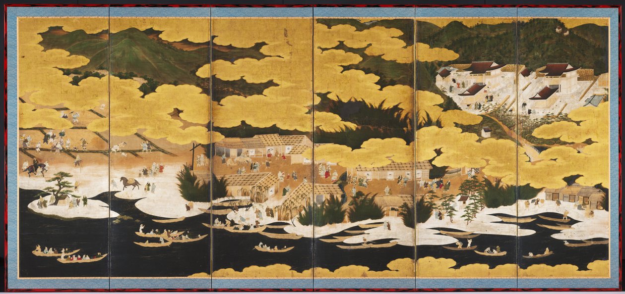 Słynne widoki Omi, 1660-90s. autorstwa Kano Ein