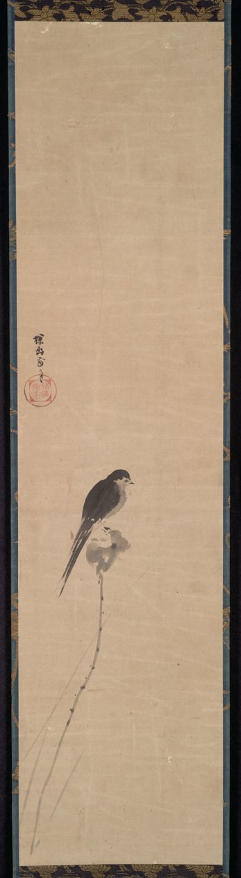 Ptak na pąku lotosu, 1600s. autorstwa Kanō Tan’yū