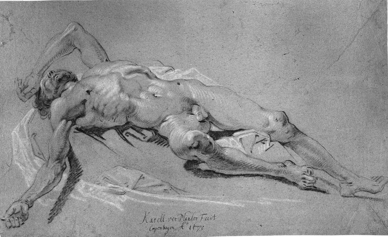 Leżący model męski autorstwa Karel van III Mander