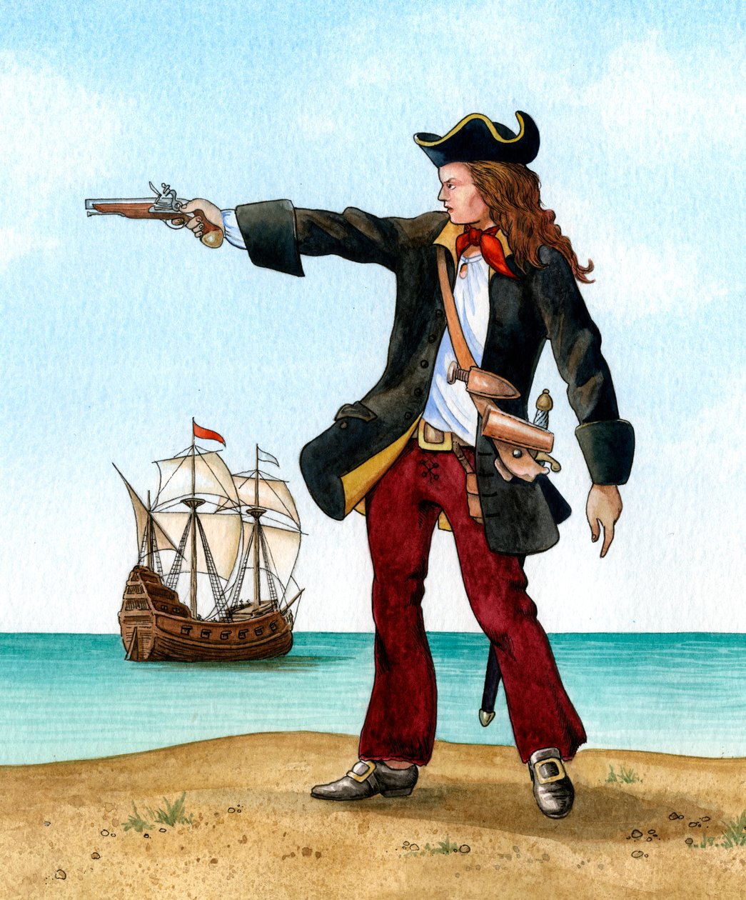 Anne Bonny, c1698, Irlandzki Pirat. autorstwa Karen Humpage