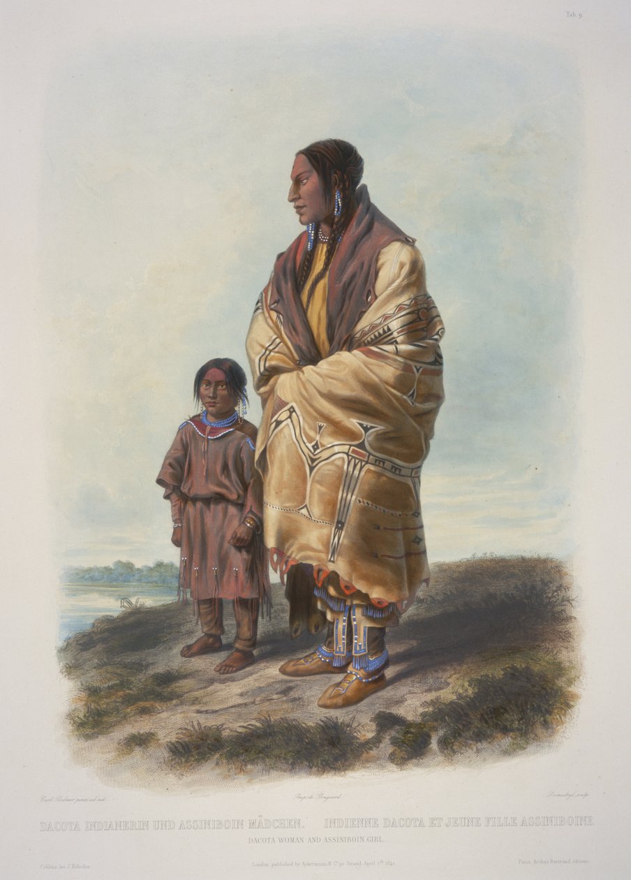 Dakota Kobieta i Assiniboin Girl autorstwa Karl Bodmer