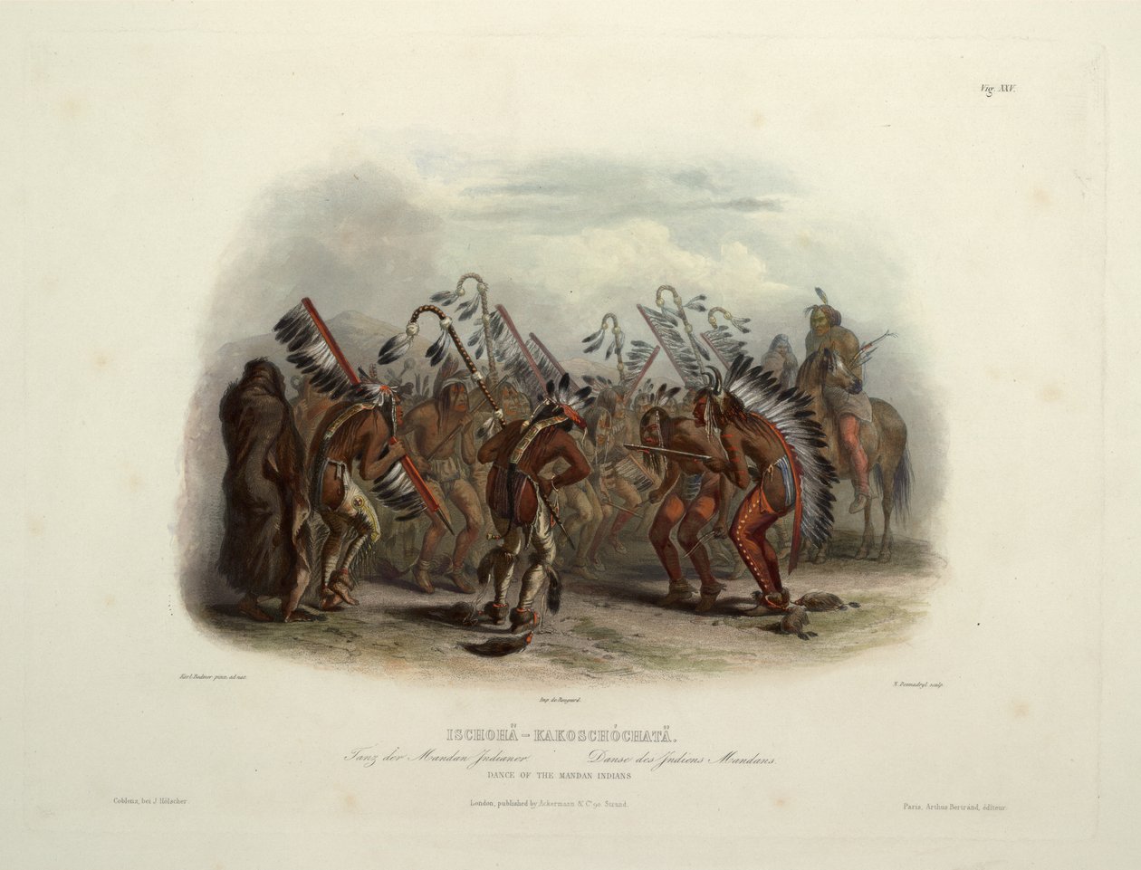 Ischohä-Kakoschochatä Taniec Indian Mandan autorstwa Karl Bodmer
