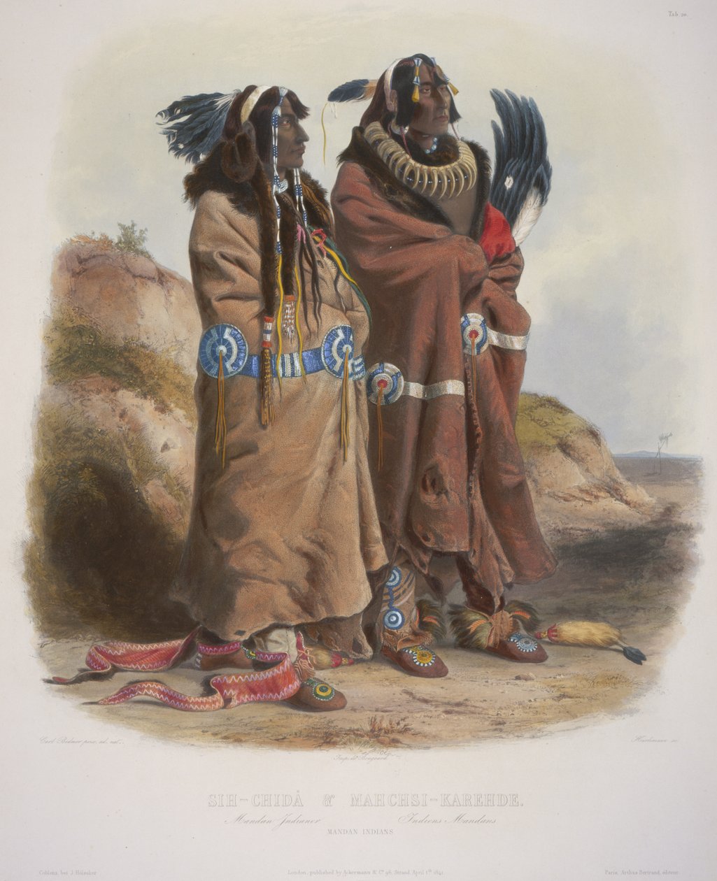 Sih-Chida i Mahchsi-Karehde, Indianie Mandan autorstwa Karl Bodmer