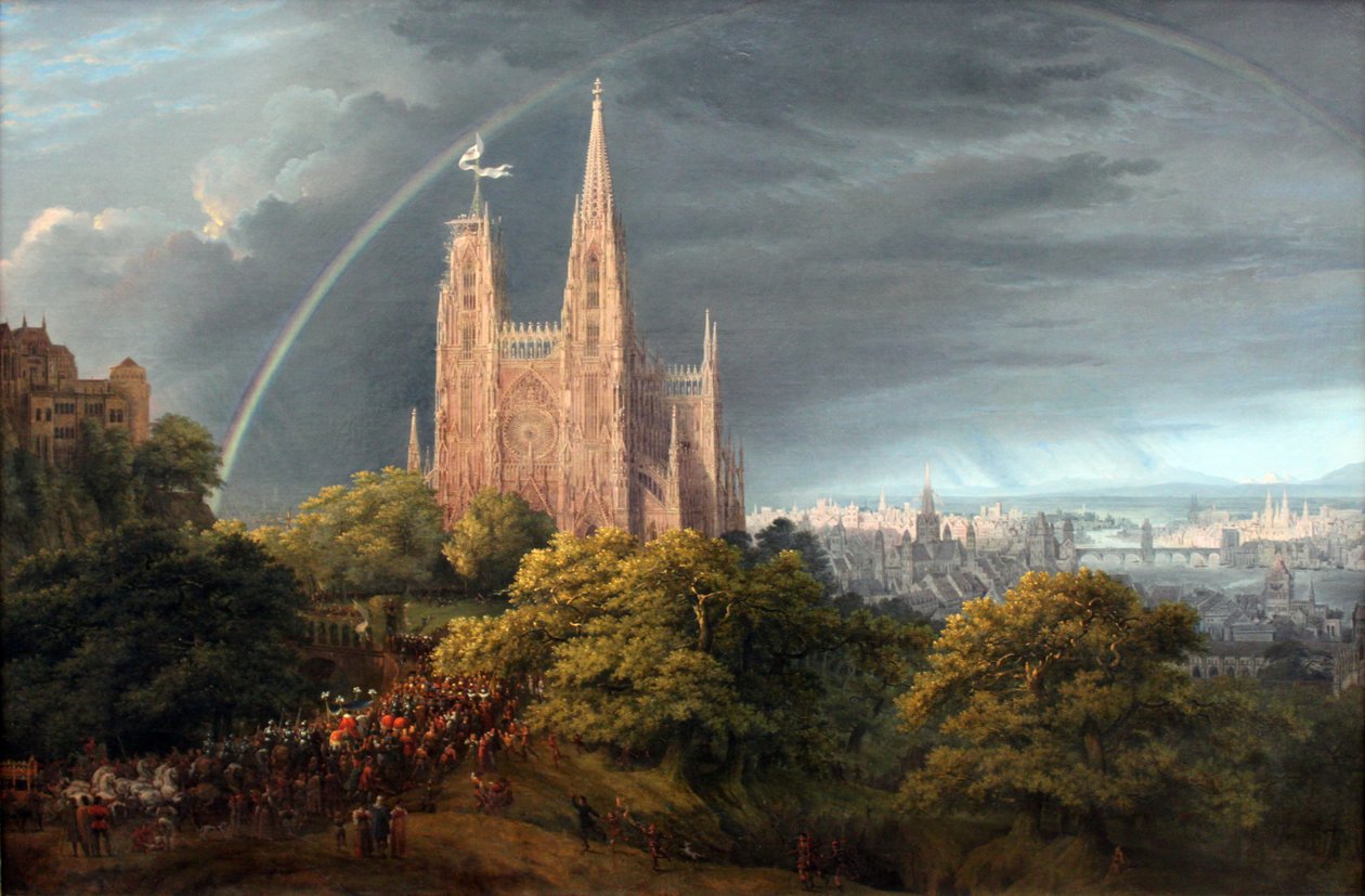 Średniowieczne miasto nad rzeką autorstwa Karl Friedrich Schinkel