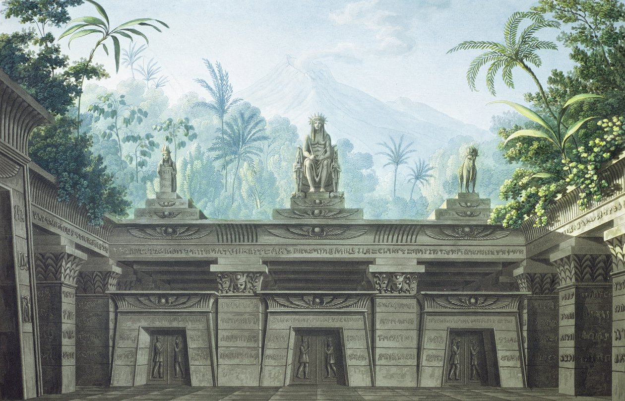 Scenografia do aktu I, scena xv do „Czarodziejskiego fletu” Wolfganga Amadeusza Mozarta (1756-91) autorstwa Karl Friedrich Schinkel