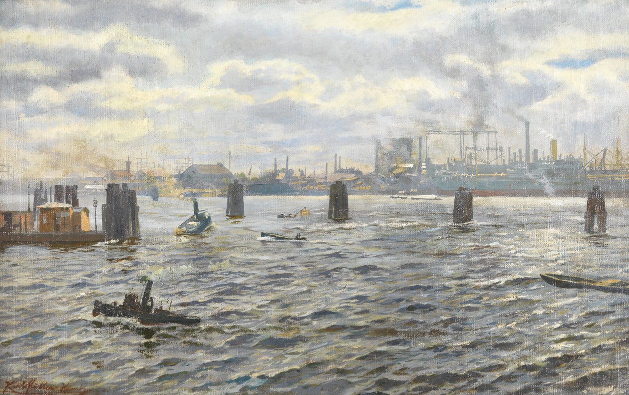 Port w Hamburgu autorstwa Karl Josef Müller