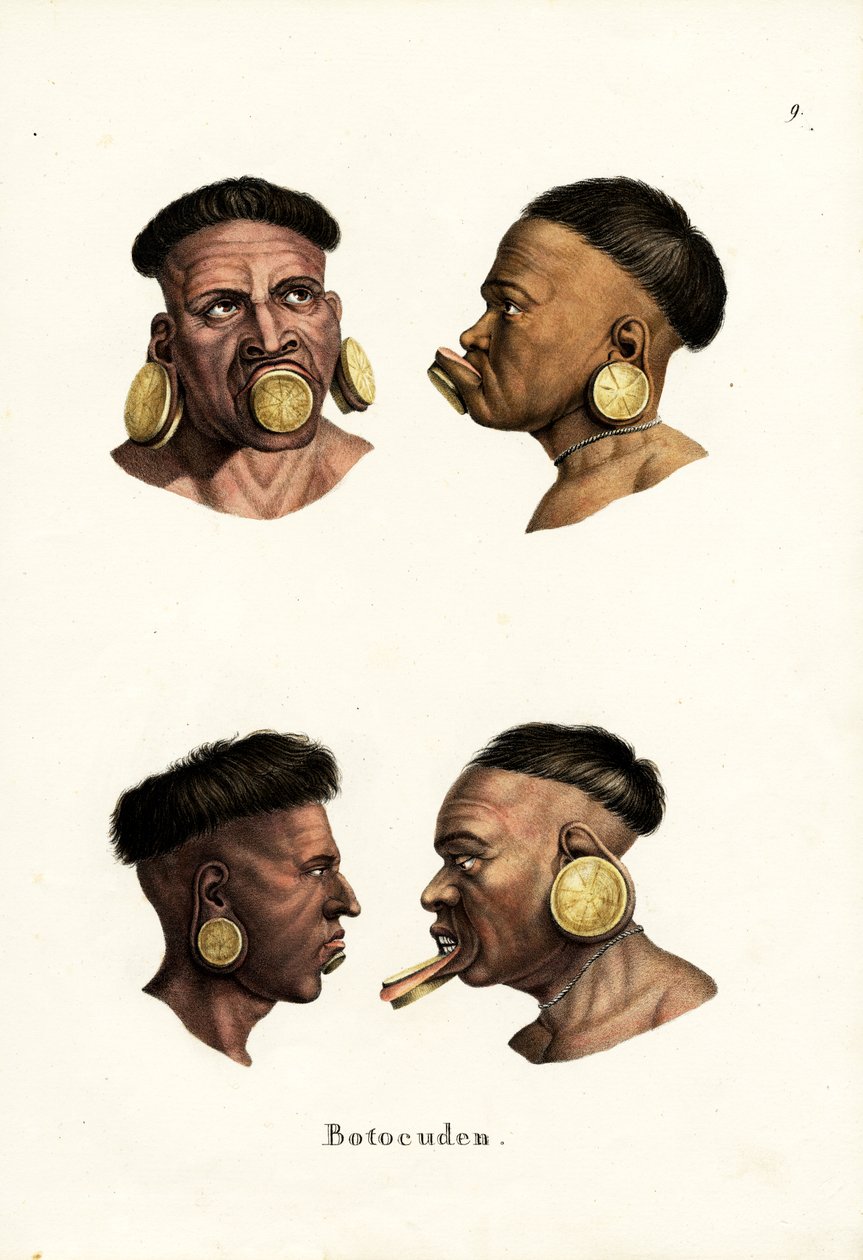 Ludzie Botocudo, 1824 autorstwa Karl Joseph Brodtmann