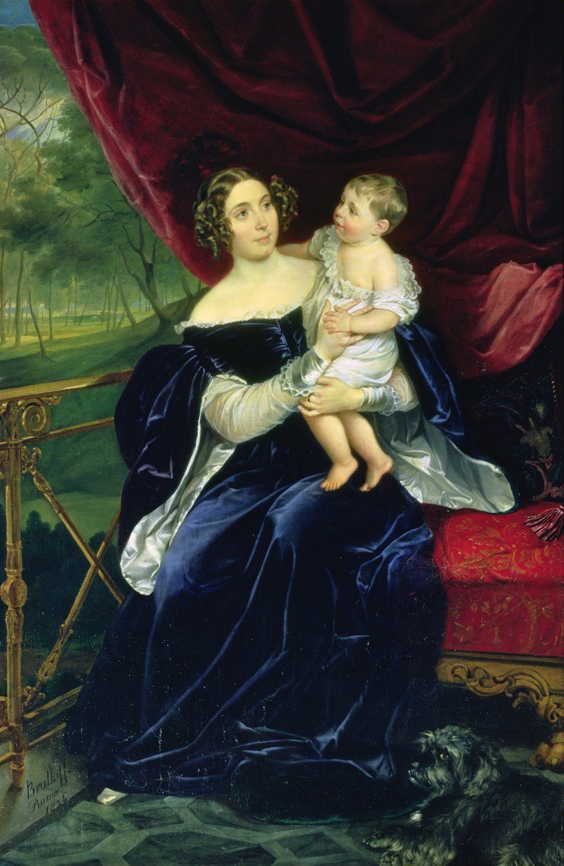 Hrabina Olga Iwanowna Orłow-Dawydow z córką, 1834 r. autorstwa Karl Pavlovich Bryullov