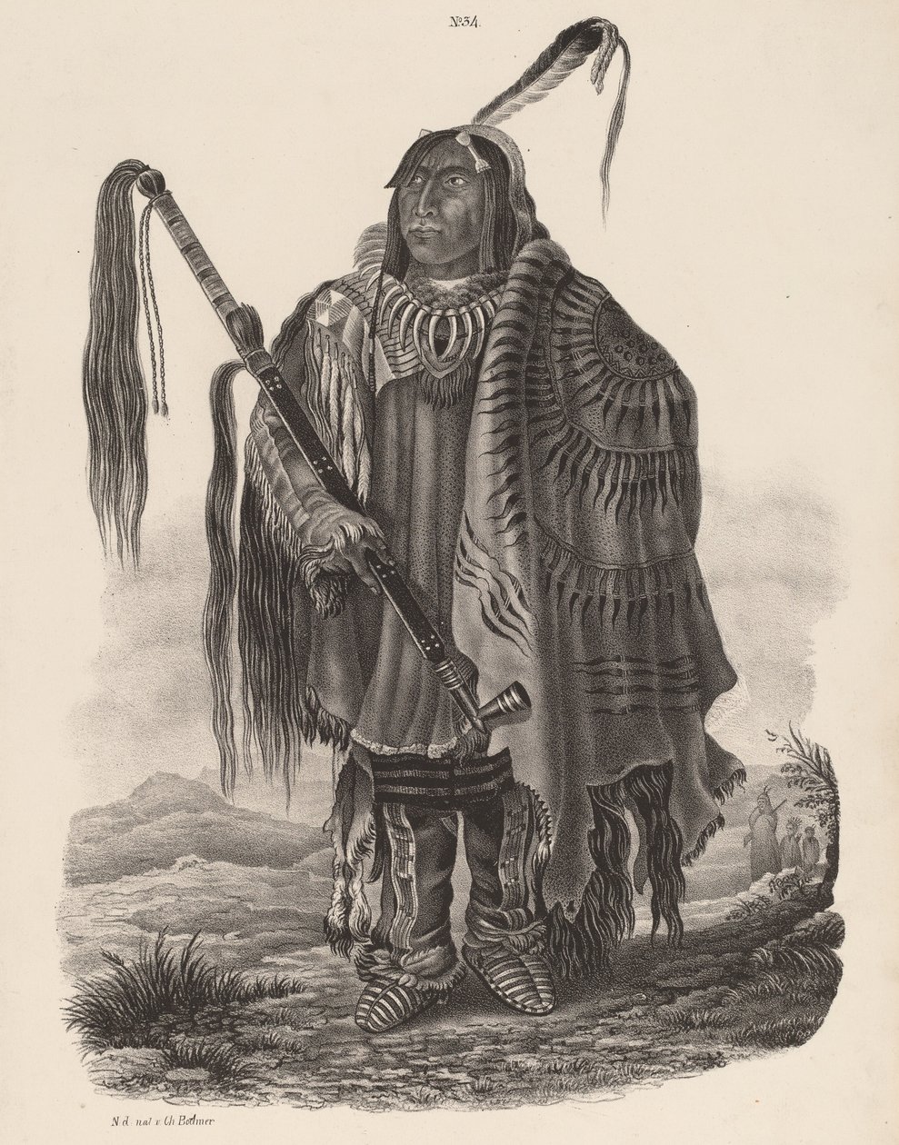 Indianin z Monitari, 1839. autorstwa Karl Bodmer