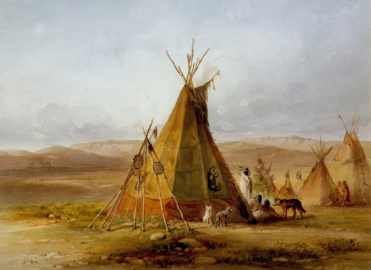 Assiniboin / Tipi / Obóz Karla Bodmera autorstwa Karl Bodmer