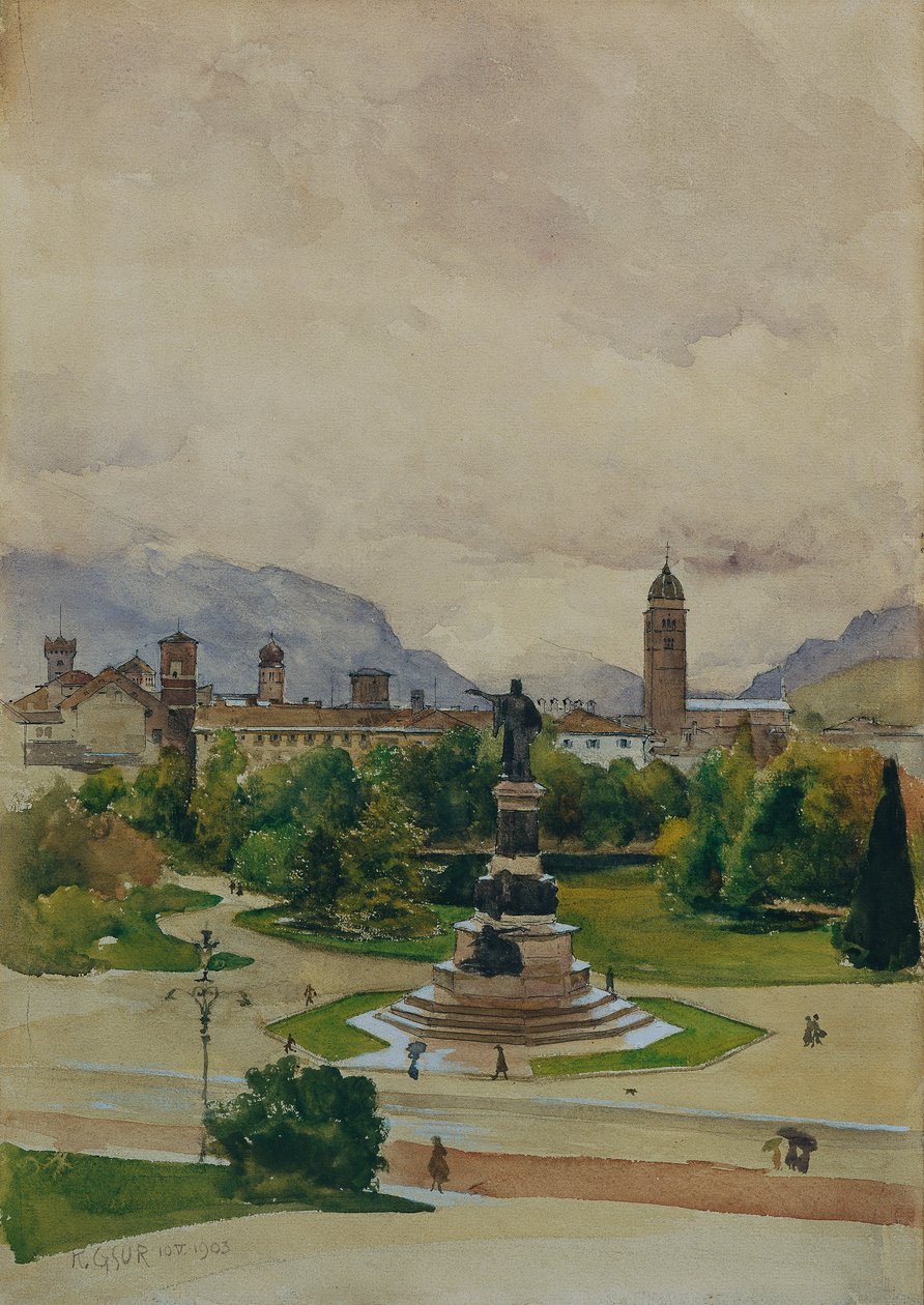 Plac Dantego w Trydencie autorstwa Karl Friedrich Gsur