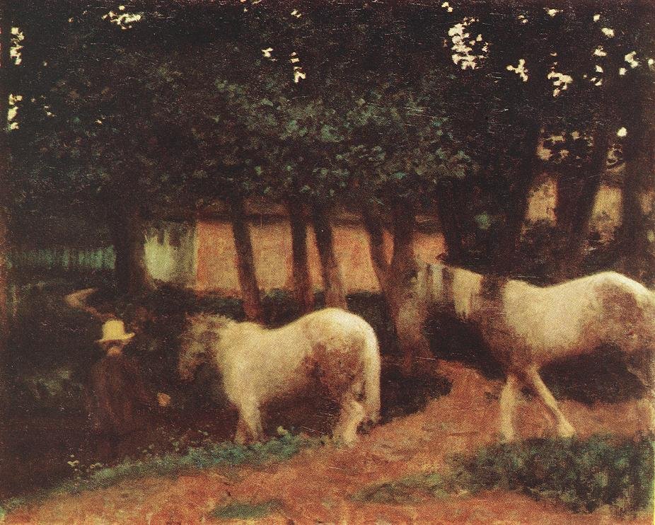 Wieczorny nastrój z końmi autorstwa Károly Ferenczy