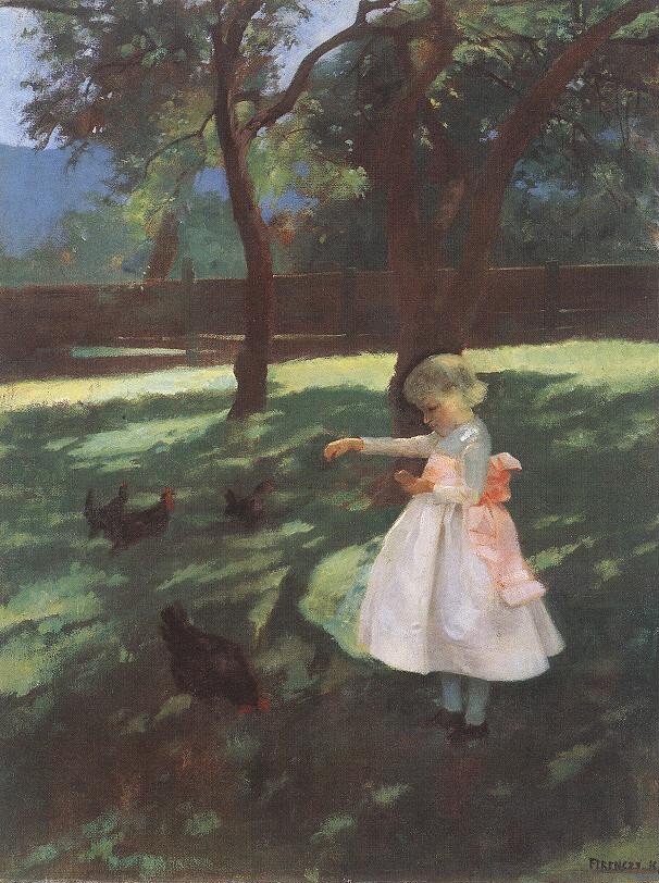 Karmienie kurcząt autorstwa Károly Ferenczy