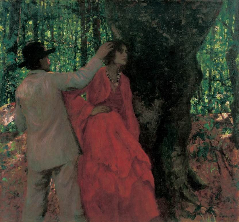 Malarz i model w lesie autorstwa Károly Ferenczy