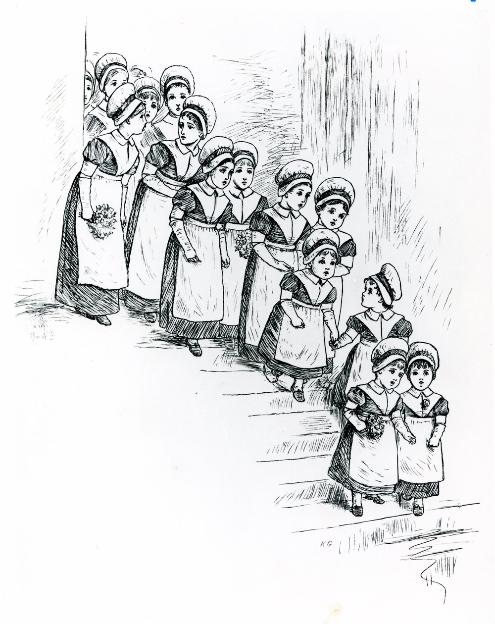 Dzieci charytatywne, ok.1880 (grafika) autorstwa Kate Greenaway