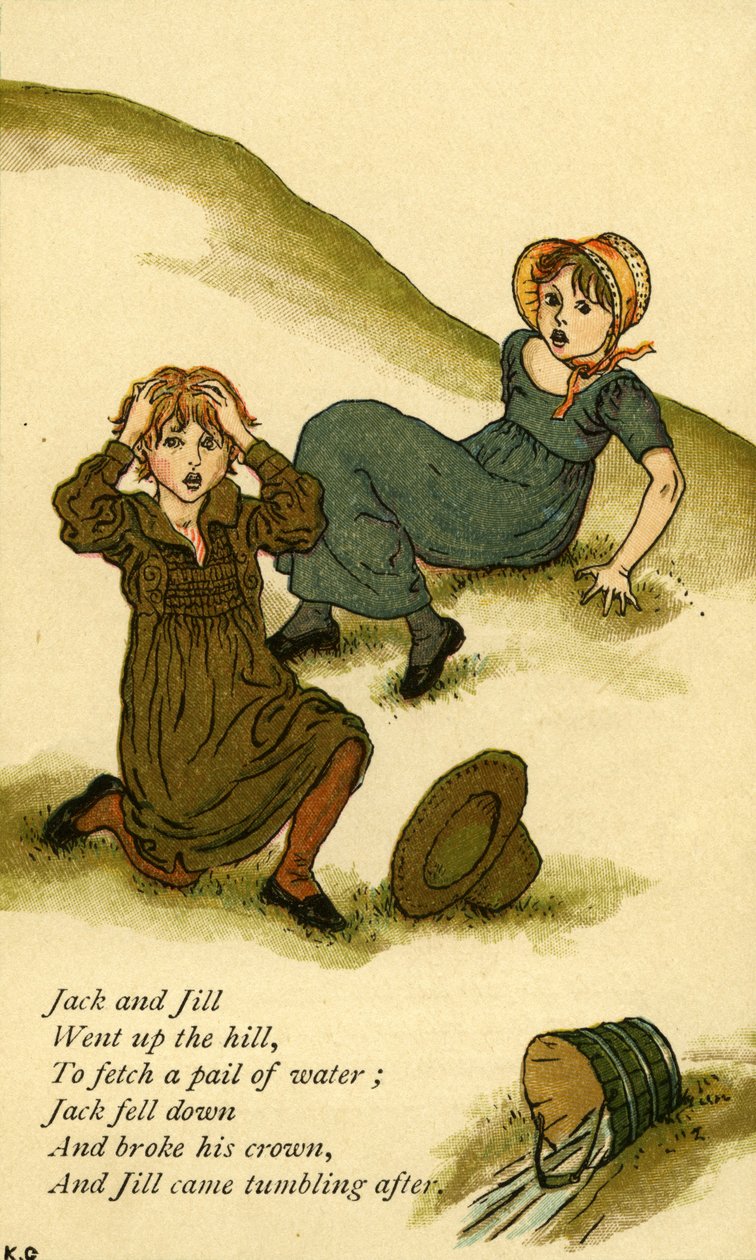 Zilustrowano Jacka i Jill autorstwa Kate Greenaway