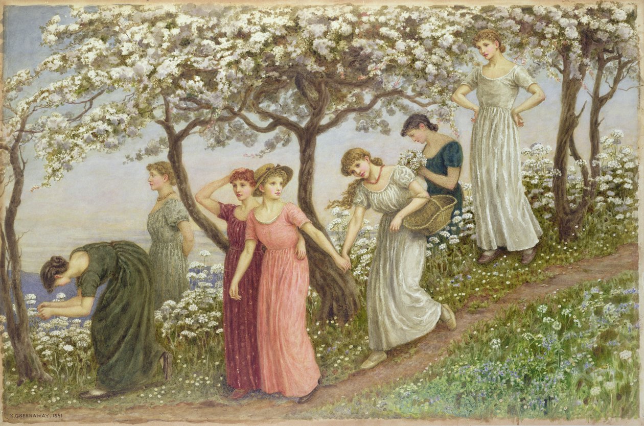Przez białe kwiaty, 1891 (wc) autorstwa Kate Greenaway