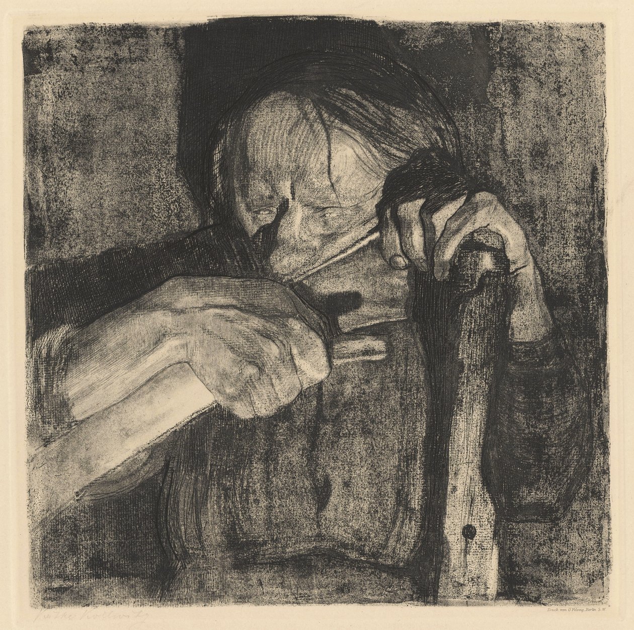 Zaostrzenie kosy. autorstwa Käthe Kollwitz