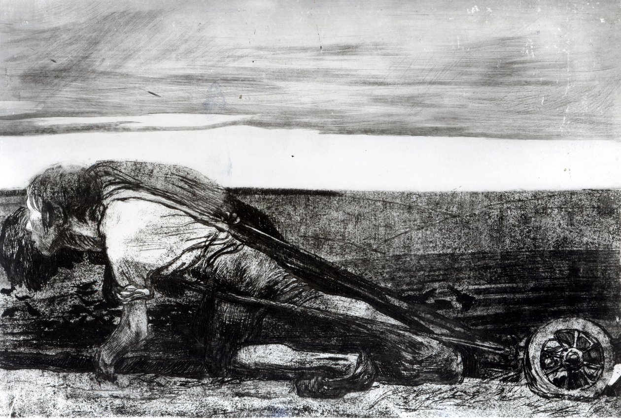 Orka, z serii „Bunt chłopski”, 1906 (akwaforta, rycina i akwatinta) oraz akwatinta) autorstwa Käthe Kollwitz