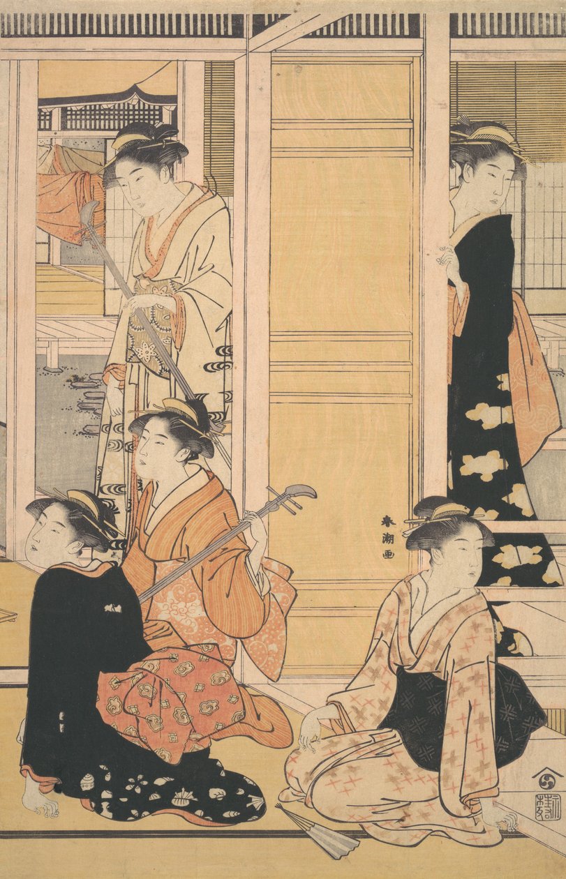 Widok wnętrza, ca. 1788. autorstwa Katsukawa Shuncho