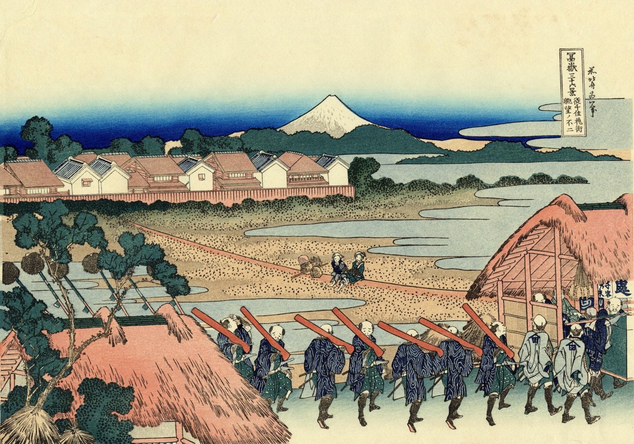 Fuji z widokiem na Senju Hanamachi autorstwa Katsushika Hokusai