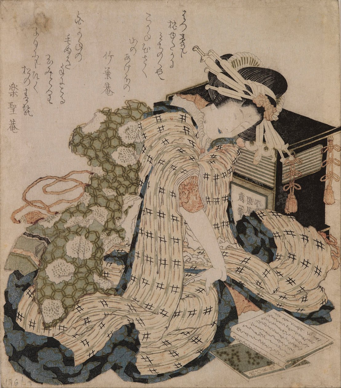 Kurtyzana śpi autorstwa Katsushika Hokusai