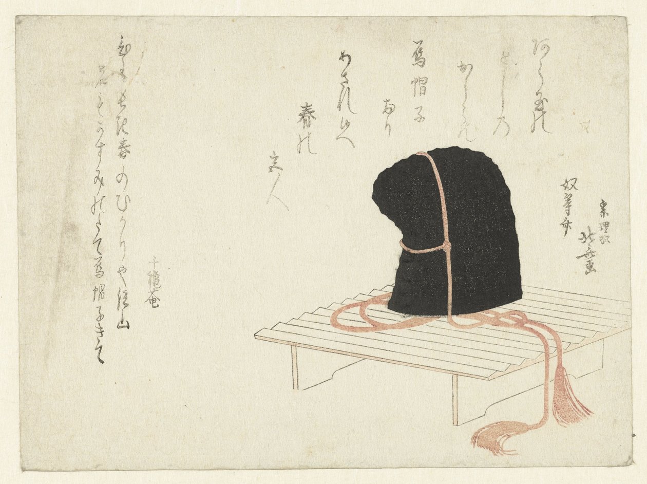 Czapka na stojaku autorstwa Katsushika Hokusai