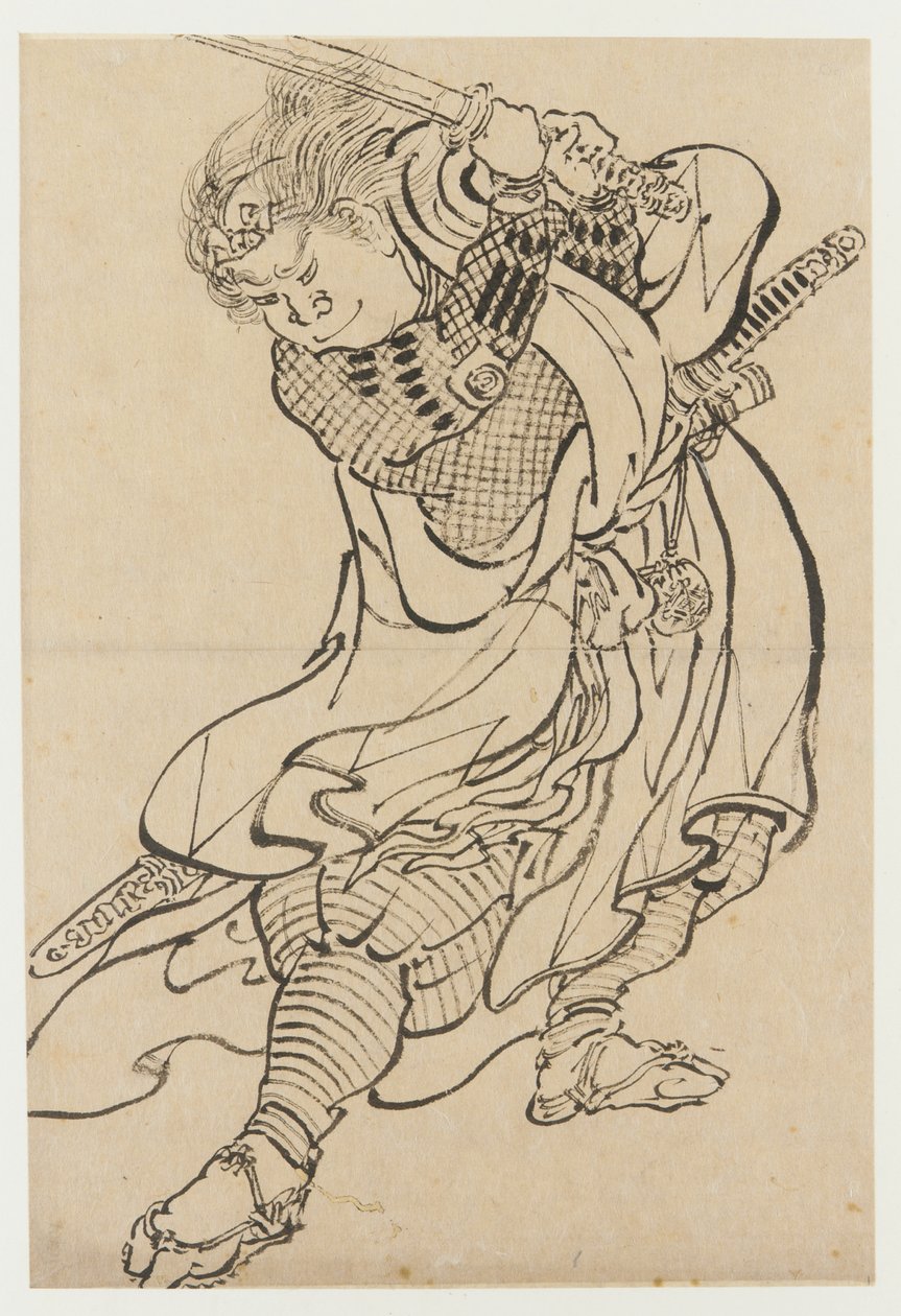Wojownik, koniec XVIII i początek XIX wieku. autorstwa Katsushika Hokusai