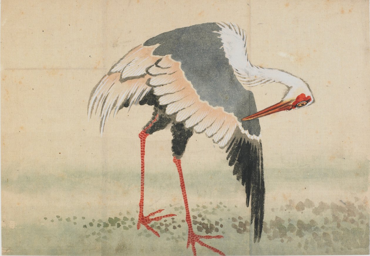 Żuraw, okres Edo, koniec XVIII-początek XIX wieku. autorstwa Katsushika Hokusai