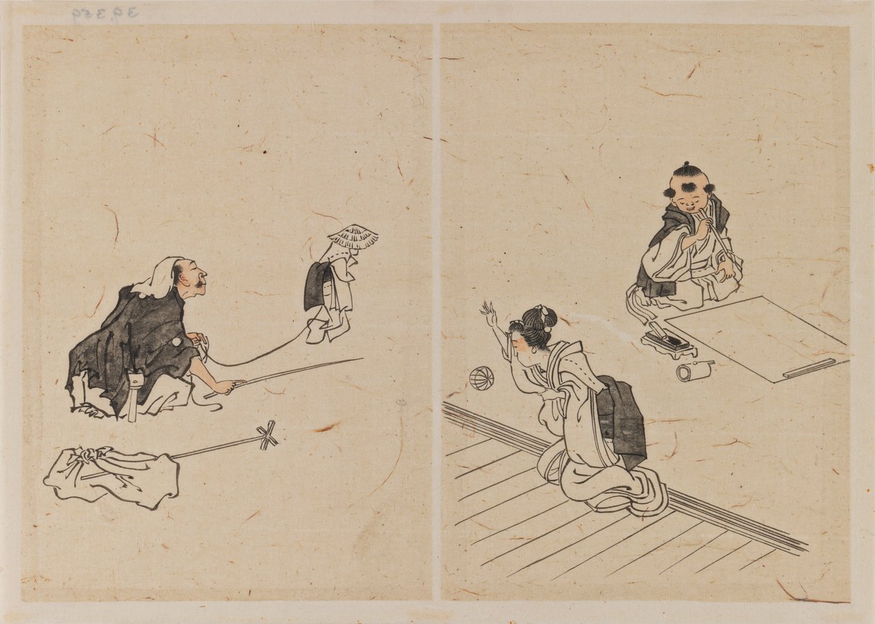 Rysunki (tusz i pranie na papierze) autorstwa Katsushika Hokusai