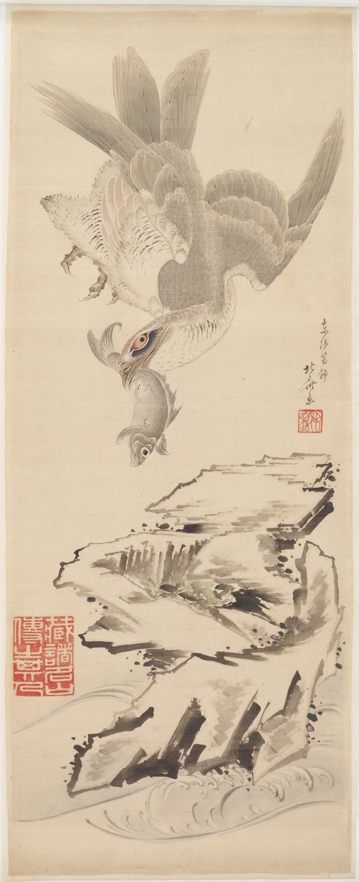 Jastrząb i ryba, koniec XVIII i początek XIX wieku. autorstwa Katsushika Hokusai