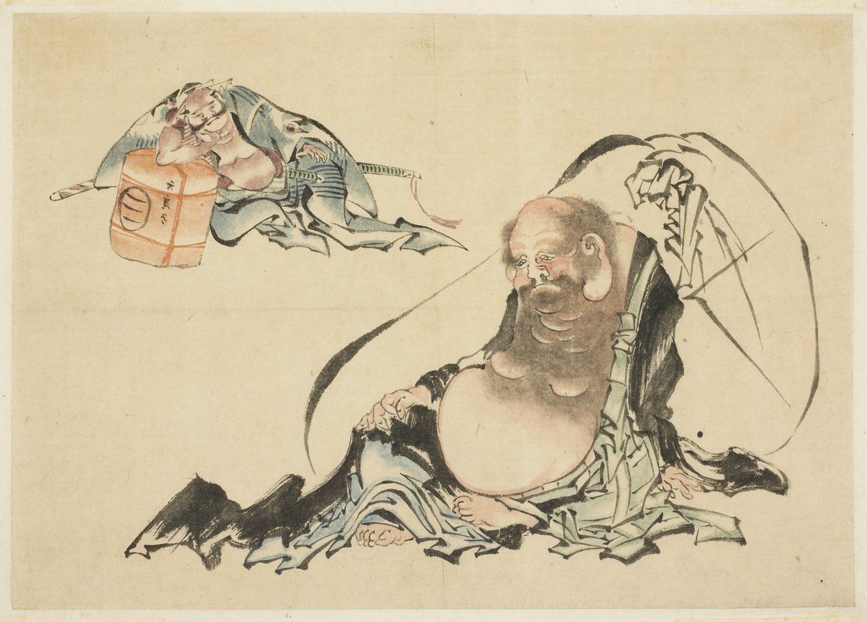 Toitai & Asahina Saburo leżący (2) Naszkicować) autorstwa Katsushika Hokusai