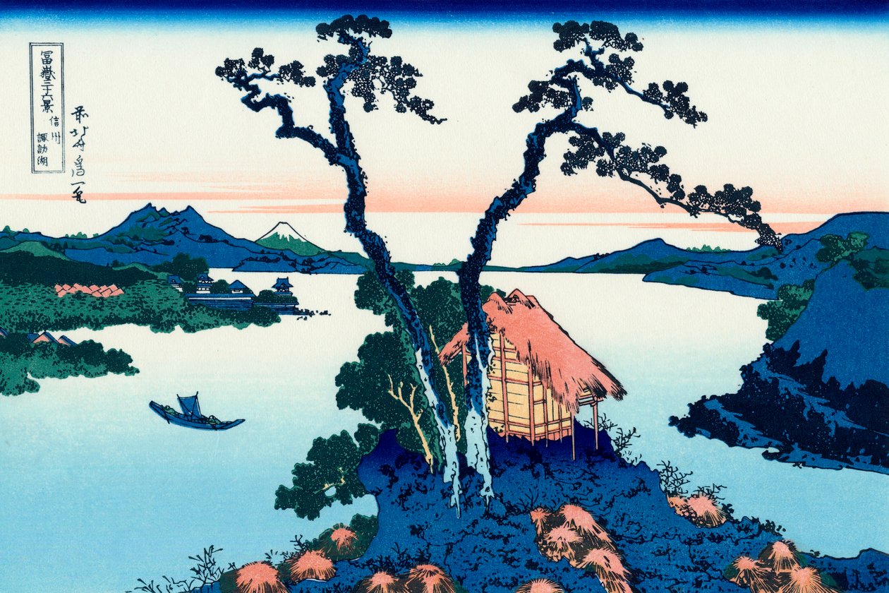 Jezioro Suwa w prowincji Shinano”, 1830-1833. autorstwa Katsushika Hokusai