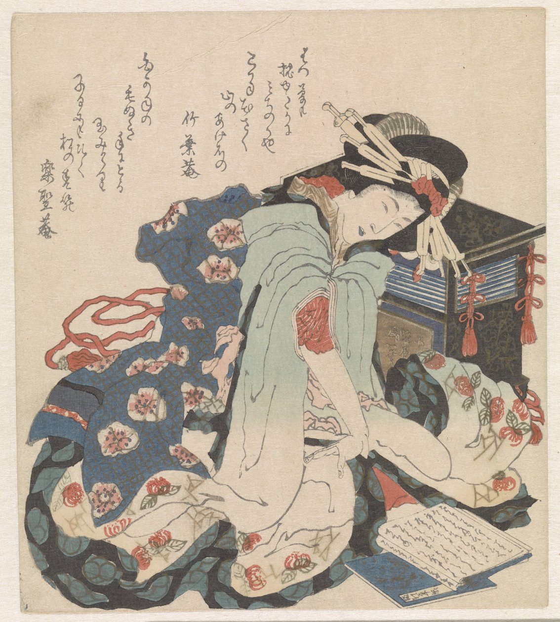 czytająca kobieta autorstwa Katsushika Hokusai