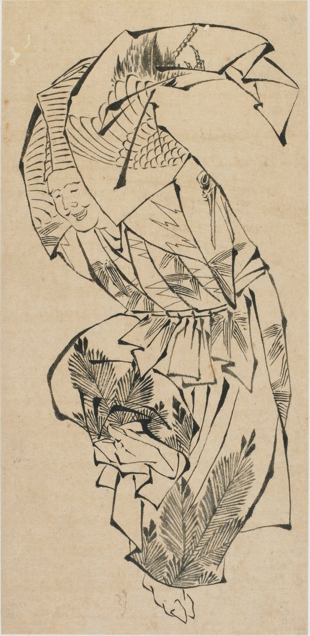 Tancerz, Manzai, koniec XVIII – początek XIX wieku. autorstwa Katsushika Hokusai