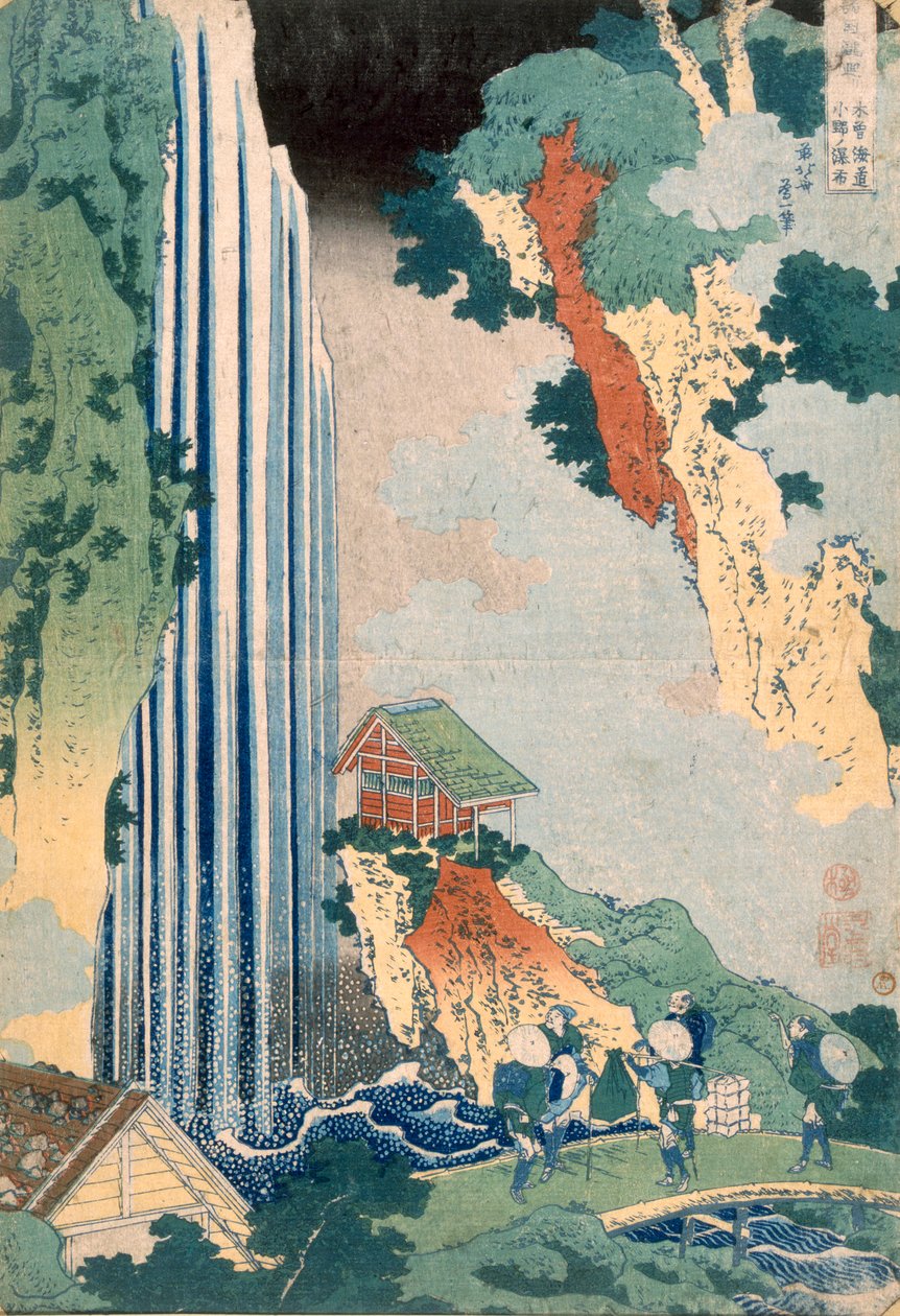 Ona woda r dźwięk podstawowe otwarcie, 1827. autorstwa Katsushika Hokusai