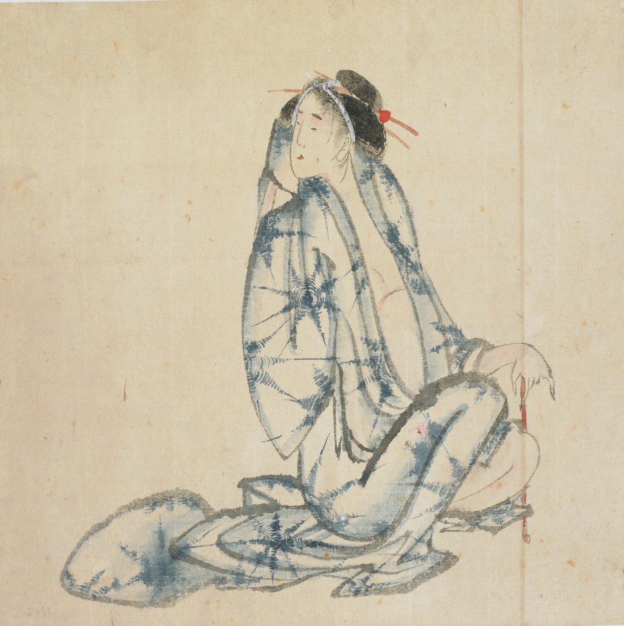 Siedząca kurtyzana, koniec XVIII i początek XIX wieku. autorstwa Katsushika Hokusai