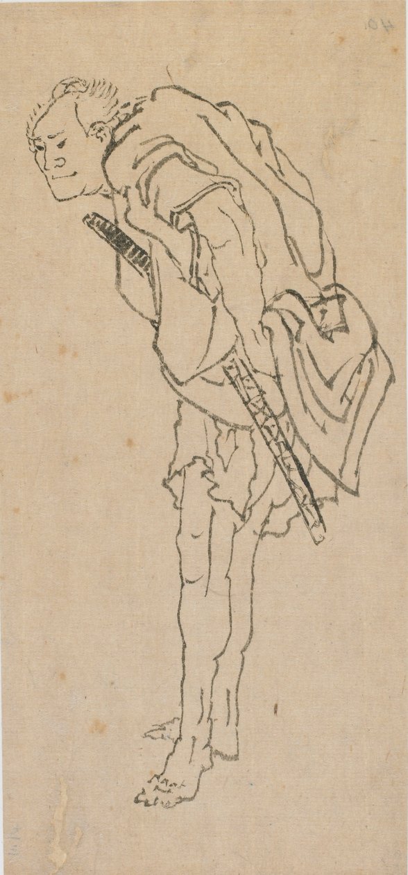 Stojący mężczyzna, koniec XVIII-początek XIX wieku. autorstwa Katsushika Hokusai