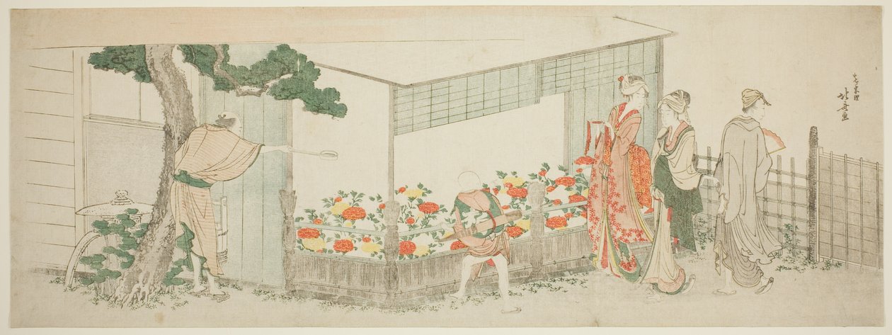 Pokaz piwonii autorstwa Katsushika Hokusai