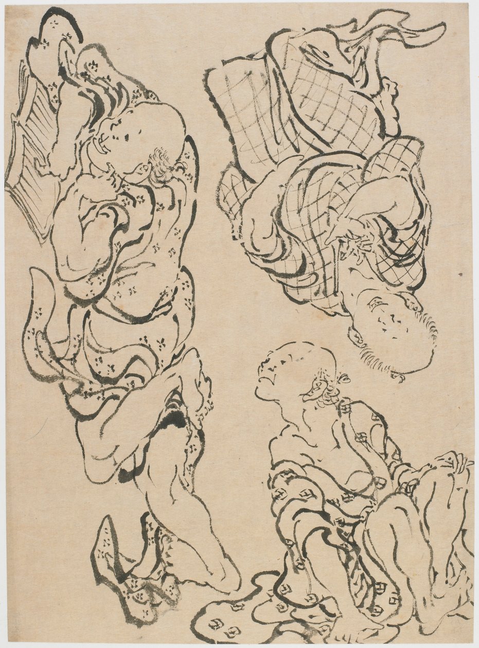 Trzy figury, koniec XVIII-początek XIX wieku. autorstwa Katsushika Hokusai