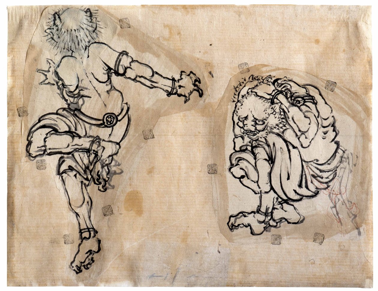 Dwa demony Oni, 1830-1839. autorstwa Katsushika Hokusai