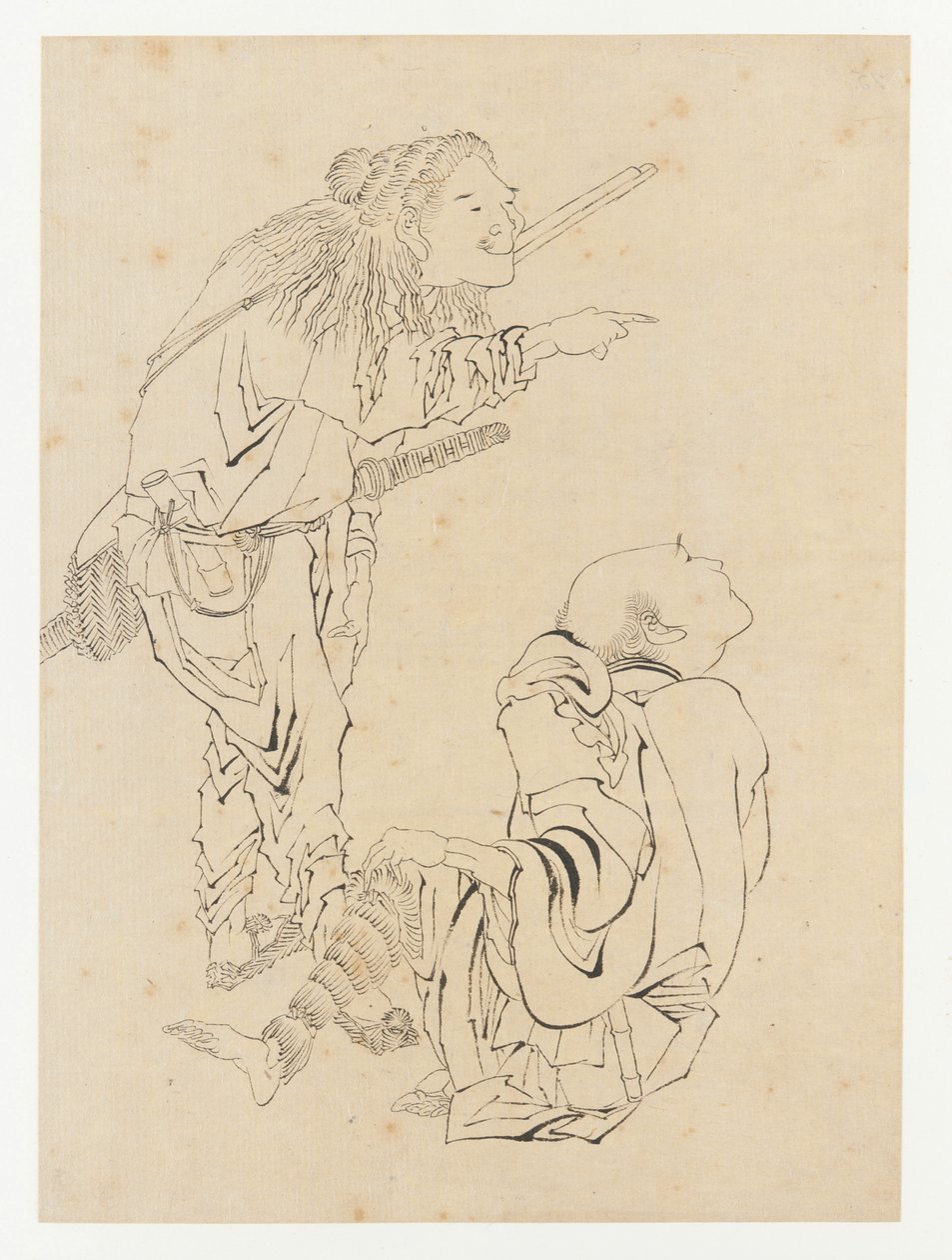 Dwóch myśliwych, okres Edo, XIX wiek. autorstwa Katsushika Hokusai