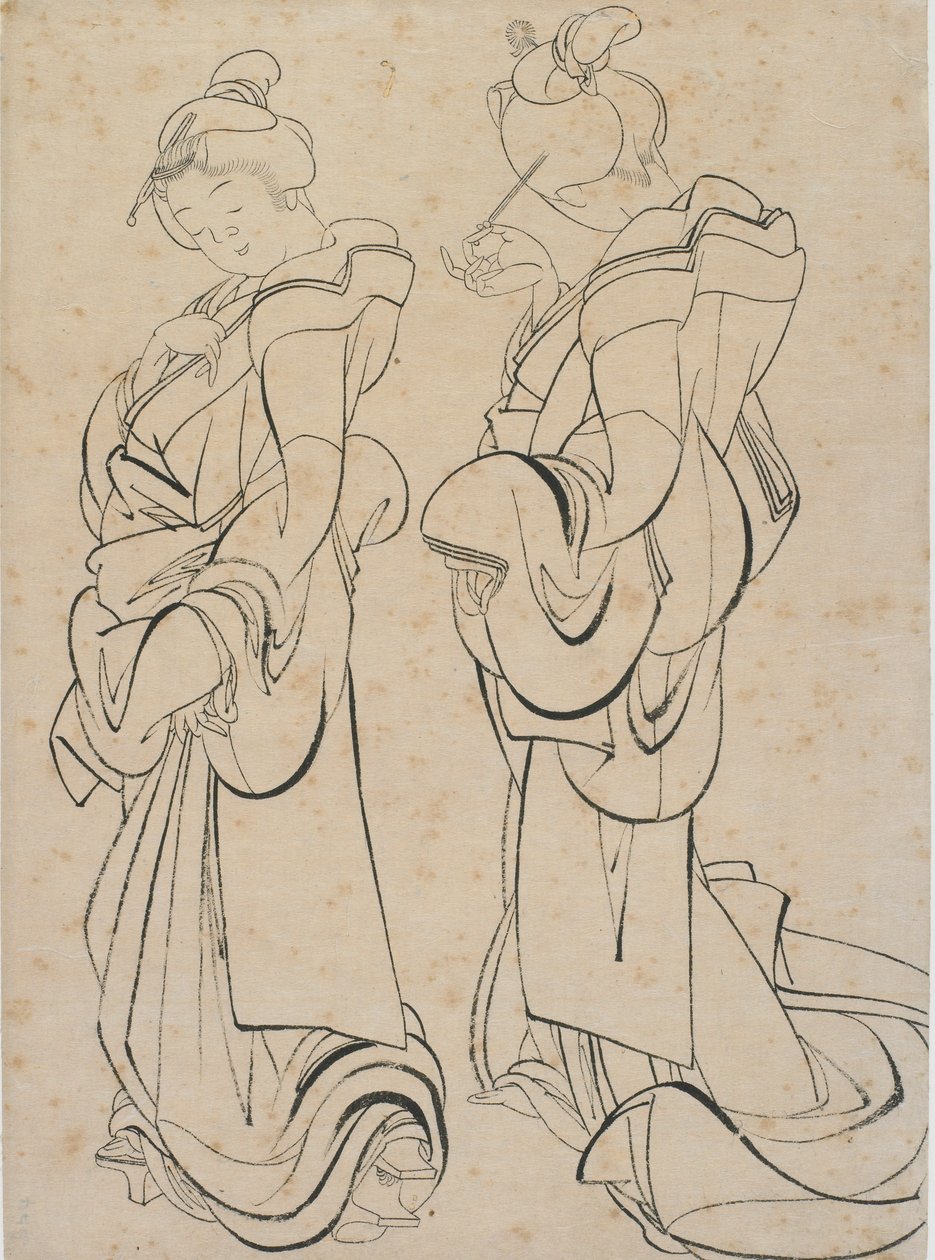 Dwie kobiety, koniec XVIII-początek XIX wieku. autorstwa Katsushika Hokusai