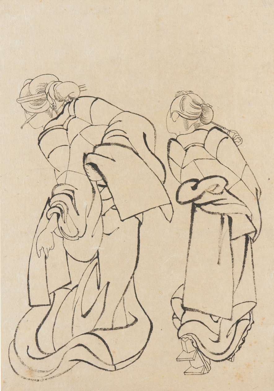 Dwie kobiety, koniec XVIII-początek XIX wieku. autorstwa Katsushika Hokusai