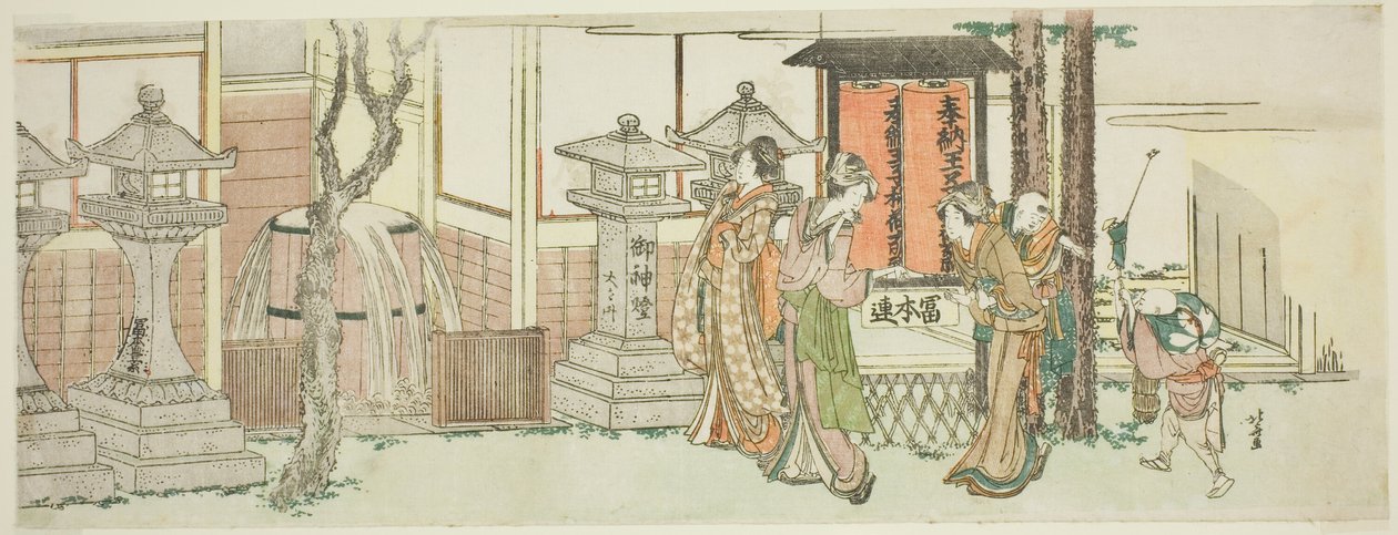 Zwiedzanie świątyni Oji Inari autorstwa Katsushika Hokusai