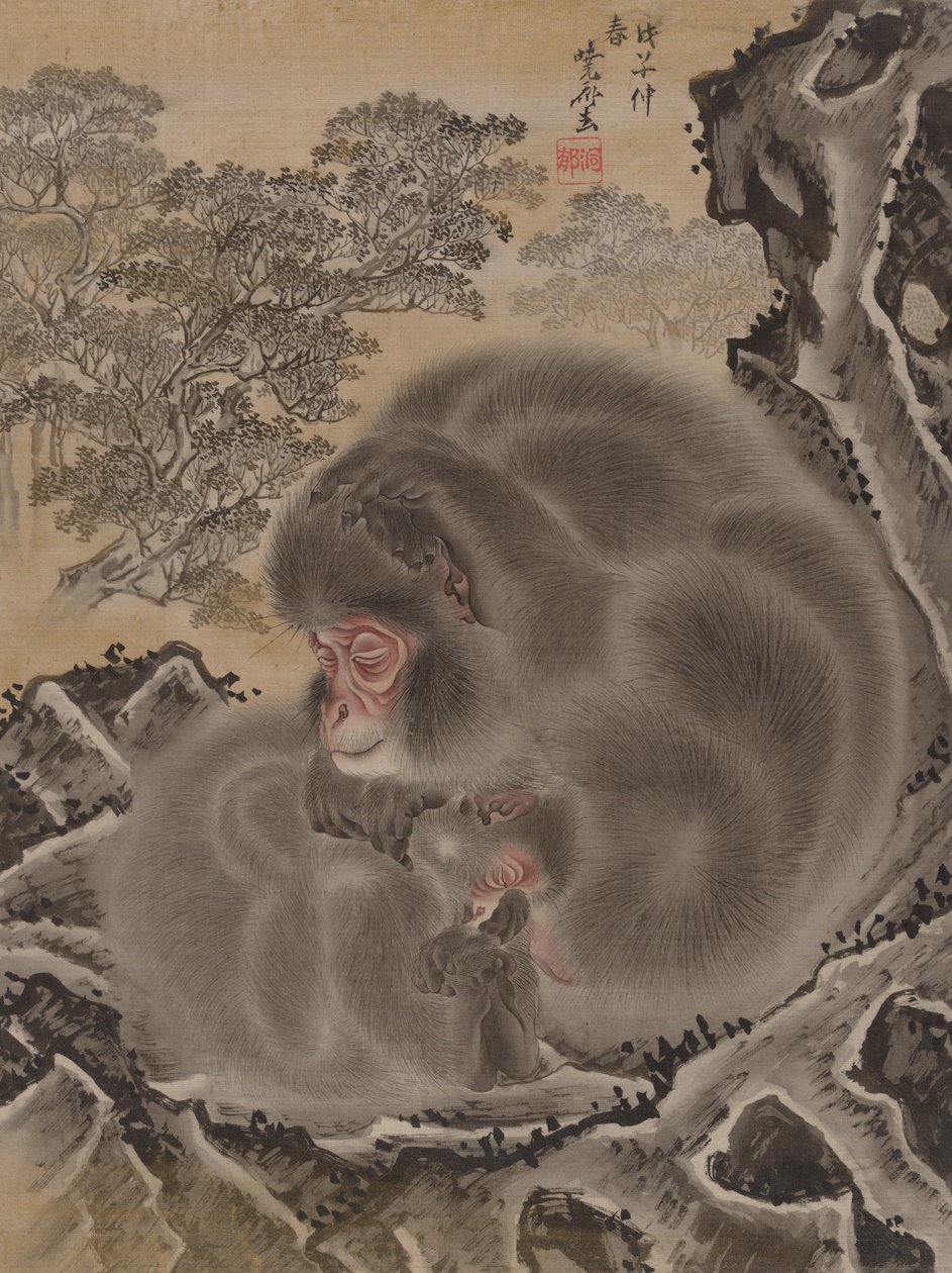 Małpy, marzec 1888. autorstwa Kawanabe Kyosai